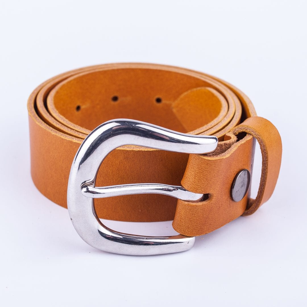 Womens yellow leather jeans belt with chrome buckle - Hip & Waisted ...