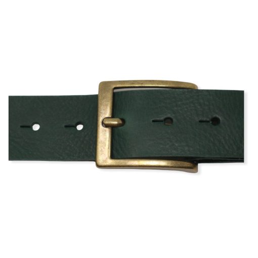 | Mens greens jeans belt with brushed brass buckle