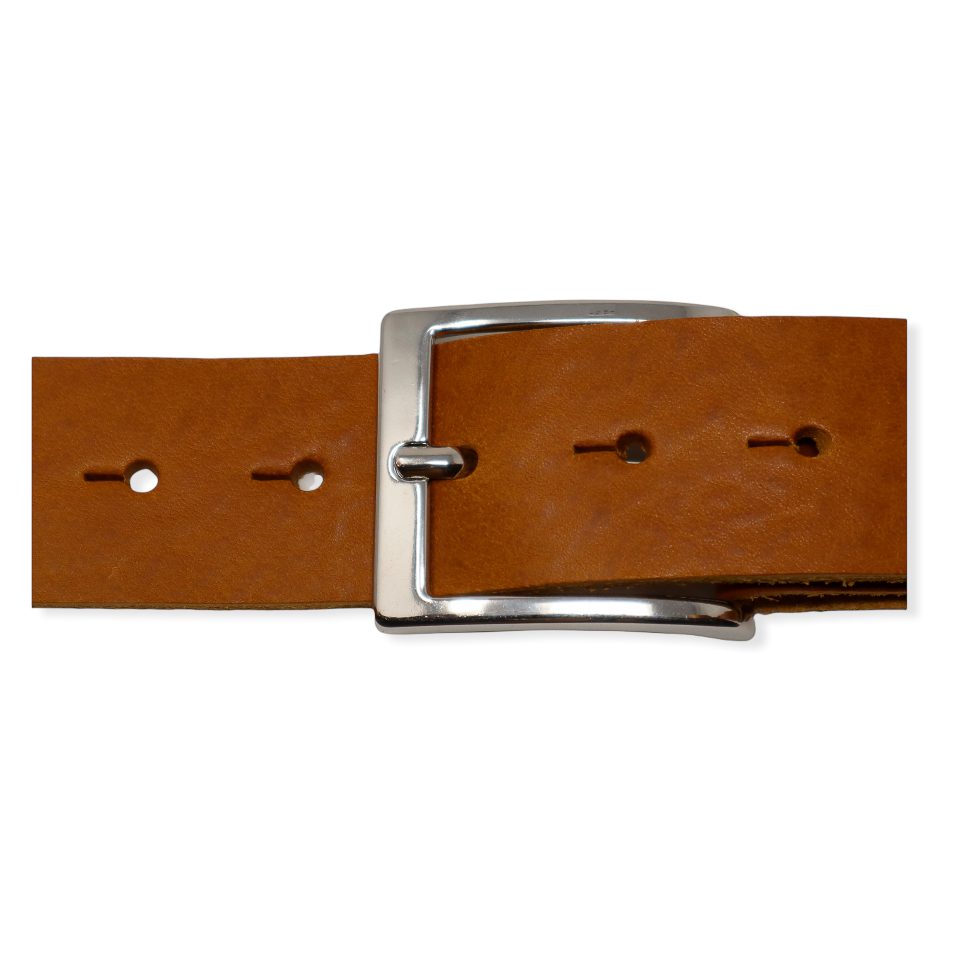 Mens tan leather jeans belt with chrome buckle - Hip & Waisted | Belts ...