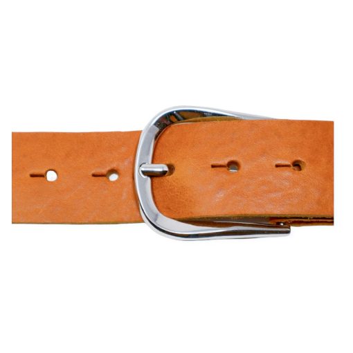 Womens yellow leather jeans belt with chrome buckle