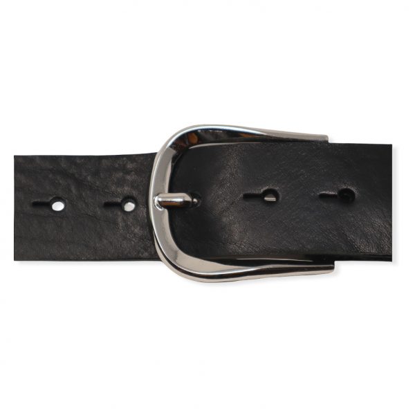 Womens black leather jeans belt with chrome buckle Hip & Waisted Belts & Buckles