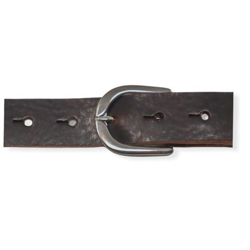 Womens dark brown leather dress belt with chrome buckle