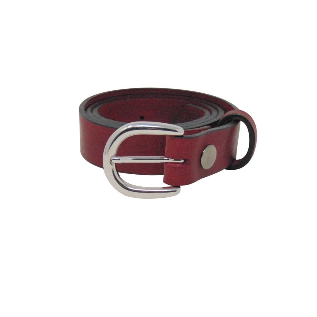 Womens burgundy leather dress belt with a chrome buckle Hip & Waisted Belts & Buckles
