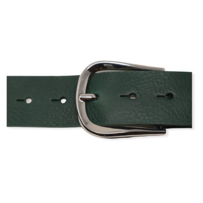 | Womens green jeans belt with chrome belt buckle