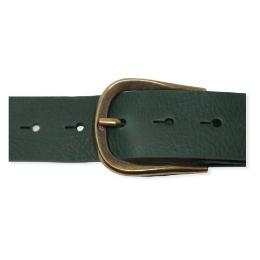 | Womens greens belt with brushed brass buckle